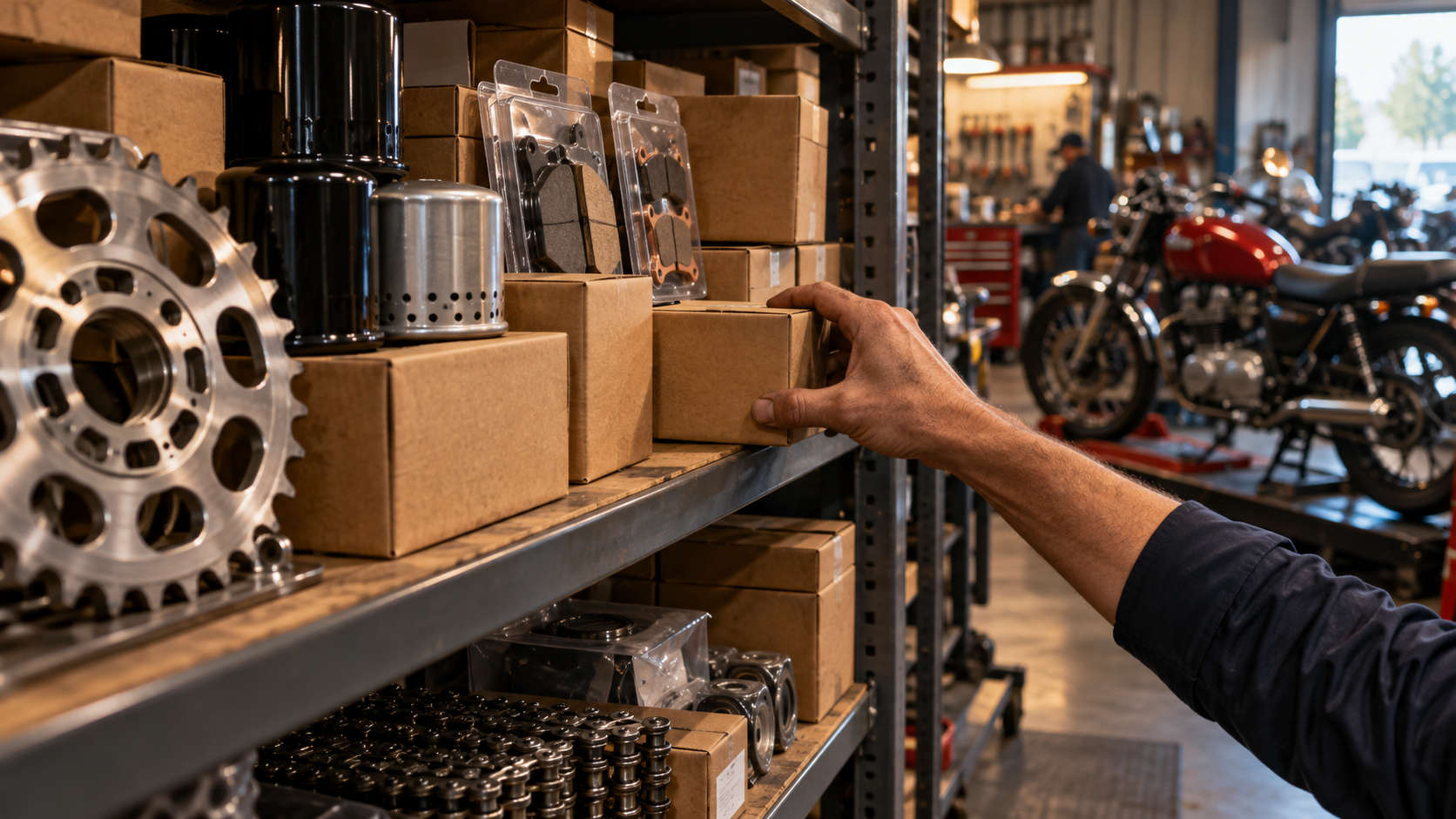 Motorcycle parts and a workshop from the FlashMoto campaign